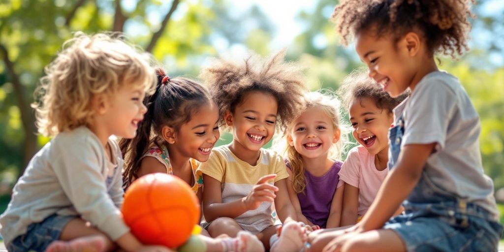 Children playing together in a sunny park.