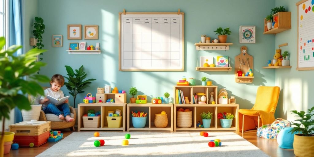 Organized playroom for children with autism.